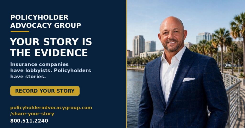 Nathan Sheppard of Policyholder Advocacy Group on the Tampa riverwalk. Your Story Is the Evidence. Record your insurance claim story in your own voice.